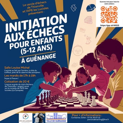 flyer pour la promotion de l'antenne pour les échecs à Guénange